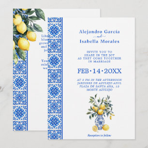 💙🍋Azul & Limone Romance – Convite Clássico