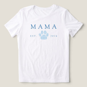 Azul Mama Gingham Paw Print Aniversário