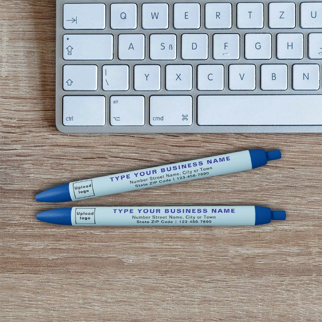 Azul Marca Comercial Light Blue em Caneta Tinta (Ink pen with light blue barrel and your business brand)