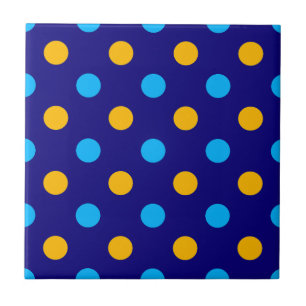 Azul Marinho Amarelo Ciano Desenho de Bolinhas