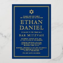 Azul marinho bar mitzvah Estrela de Davi dourada o