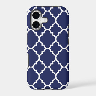 Azul Marinho Branco Padrão Quatrefoil Marroquino