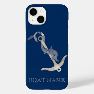 Azul Marinho de golfinho com ancoragem náutica