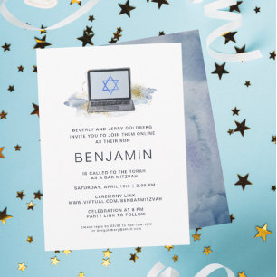 Azul Marinho & Dourado Bar Mitzvah Virtual de La