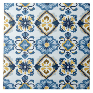 Azul Marinho, Dourado e Azulejo Cerâmico Azul