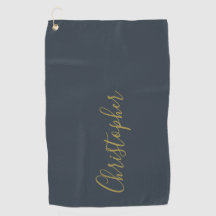 Azul Marinho Dourado Elegante Nome Personalizado M