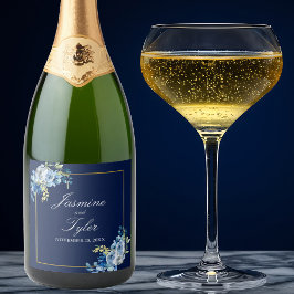 Azul Marinho Dourado Floral Elegante Noite Casamen