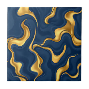 Azul Marinho Dourado Mármore Abstrato Luxo Redemoi