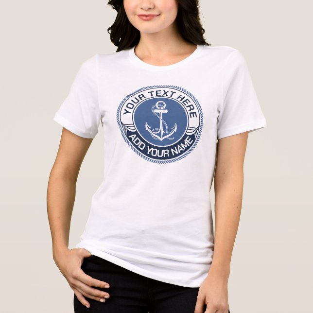 Azul Marinho e Bege Redondo com Bússola Costeira (Frente)