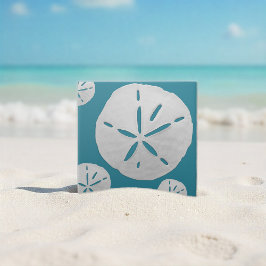 Azul Marinho e Branco Dólar de Areia da Praia Trop
