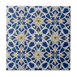 Azul Marinho e Branco Mosaico Marroquino Zellige