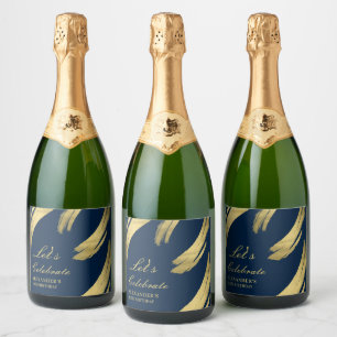 Azul Marinho e Dourado Chic Elegante Champanhe