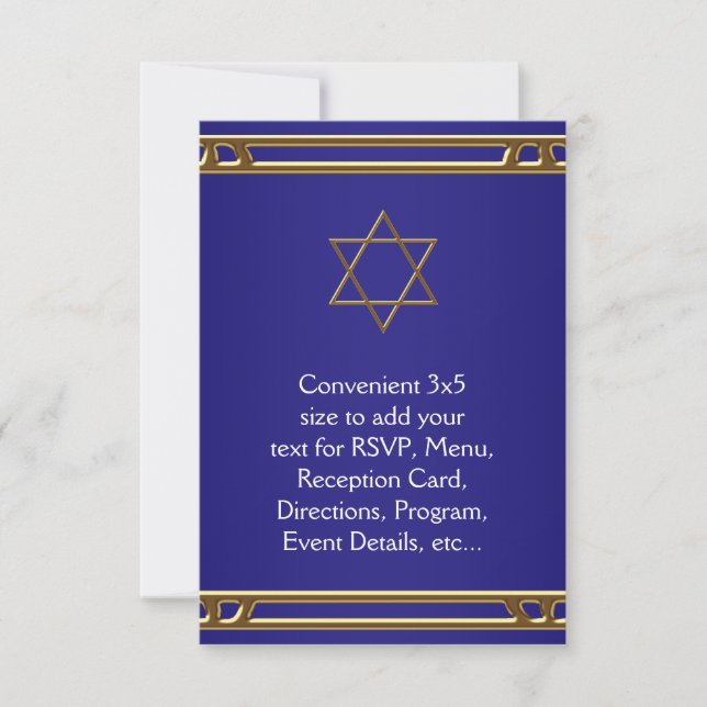 Azul Marinho Estrela de Davi Dourada RSVP Para Tod (Frente)