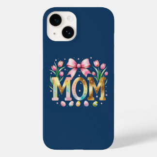 Azul Marinho Floral Tipografia da MÃE com Tulipas