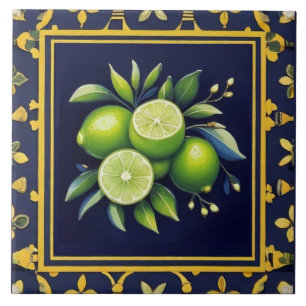 Azul Marinho & Limões Verdes Fruta Cítrica Mediter