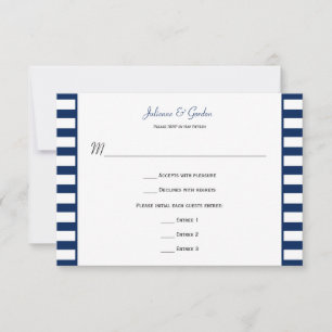 Azul Marinho Listras Brancas Tema Náutico RSVP