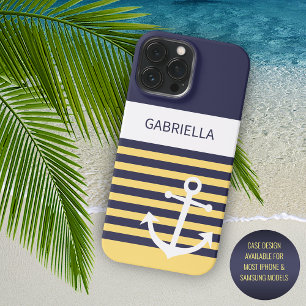 Azul-Marinho Personalizado Listras Amarelo Ensolar