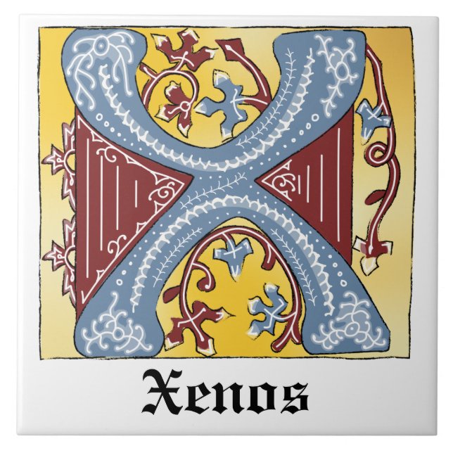Azul Medieval e Vermelho Ivy Iluminado - Letra X (Frente)