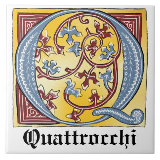 Azul medieval e vermelho Ivy iluminados - Letra Q