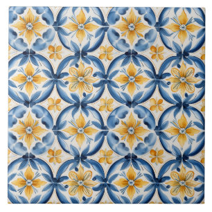Azul Mediterrâneo & Floral Amarelo