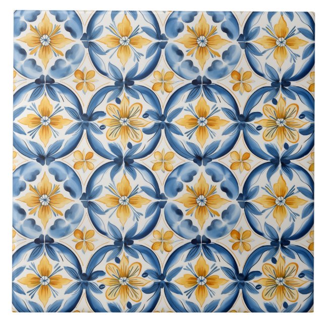 Azul Mediterrâneo & Floral Amarelo (Frente)
