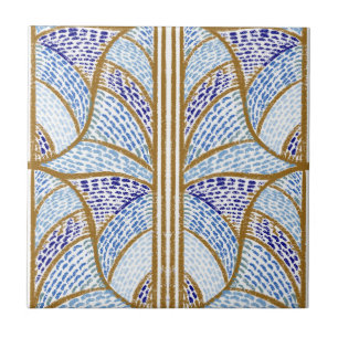 Azul mediterrânico. Padrão de mosaico Dourado