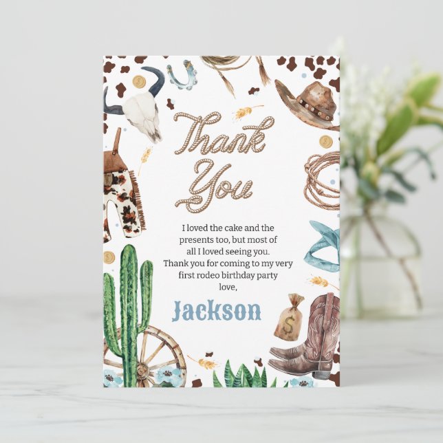 Azul Meu Primeiro Cartões de agradecimentos De pri (Em pé/Frente)