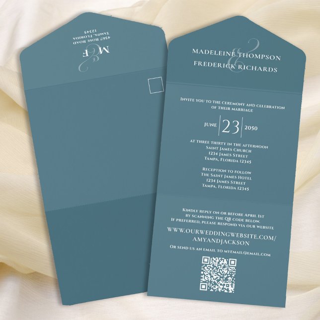 Azul minimalista moderno | RSVP de Código QR (Criador carregado)