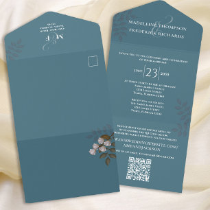 Azul minimalista moderno RSVP de Código QR