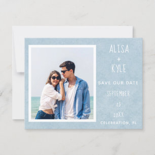 Azul Moderno Foto Salvar a Data