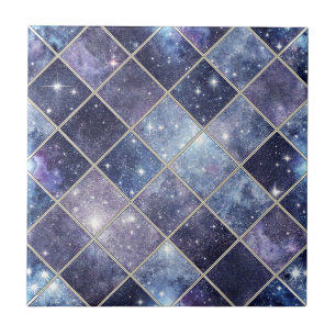 Azul Naval Celestial Diamante Treliça Estrela