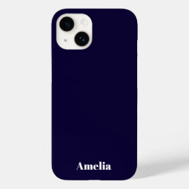 Azul Naval Elegante Branco Nome Personalizado