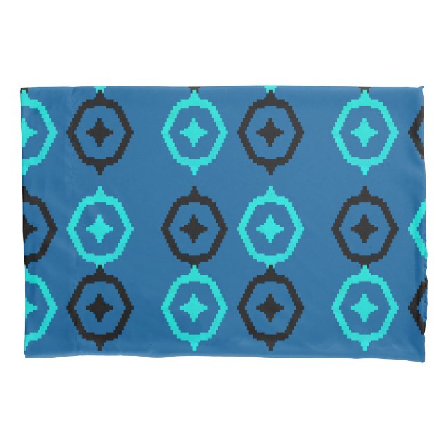 Azul Negro e Turquesa Aztec Ikat (Frente)