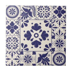 Azul Nilo Talavera Floral Tradicional Mexicana