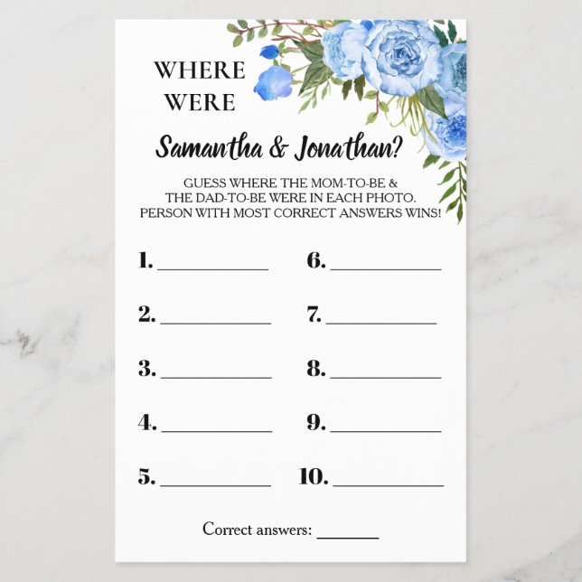 Azul Onde eles estavam com o cartão de jogo bilíng (Frente)