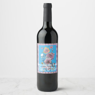 Azul Orçamento Lilac floral Vinho Casado Rótulo de