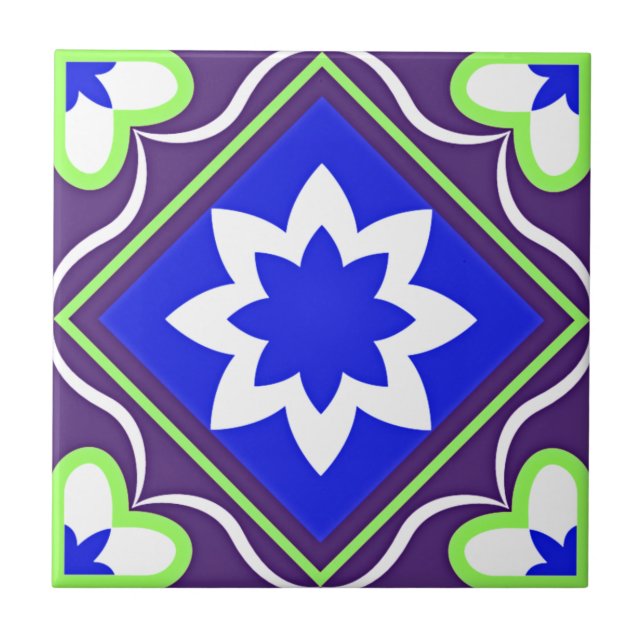 Azul Ornamental, branco roxo, verde (Frente)
