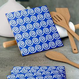 Azul Padrão de Ondas Chave Meander Grego