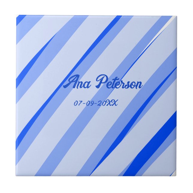 Azul pastel adicionar nome data boho retro padrão  (Frente)