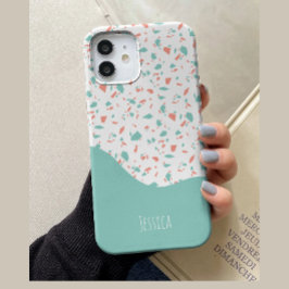 Azul Pastel e Rosa Personalizado com Padrão Terraz