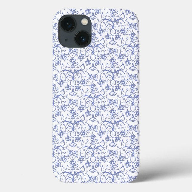 Azul Periwinkle Personalizado no Floral Decorativo (Verso)