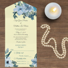 Azul-poeirado Floral em amarelo pálido