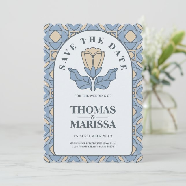 Azul Poeirento Arte Nova Salve o Dia Código QR (Em pé/Frente)