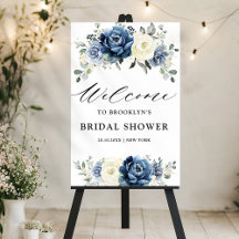 Azul Polvo Marinho Champanhe Bridal Shower Bem-vin