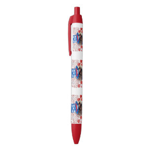 Azul Poodle American Patriot Escrevendo Caneta