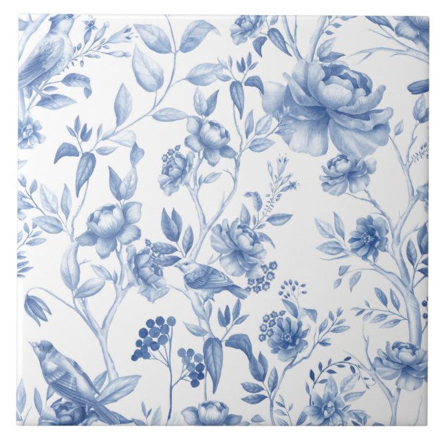Azul,porcelana,porcelana azul,toile floral,chinois (Frente)