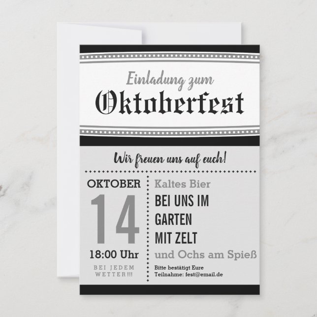 Azul preto e branco octoberfest retrô (Frente)