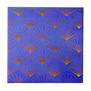 Azul profundo, padrão do ventilador asiático, de