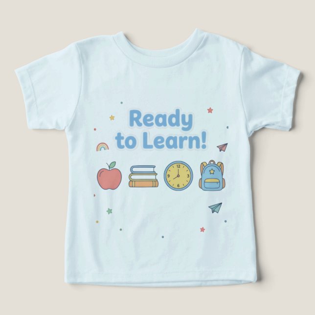 Azul Pronto para Aprender  Fofo de Volta às Aulas  (Design frontal)