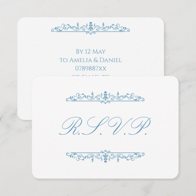 Azul Regência Branco RSVP (Frente/Verso)